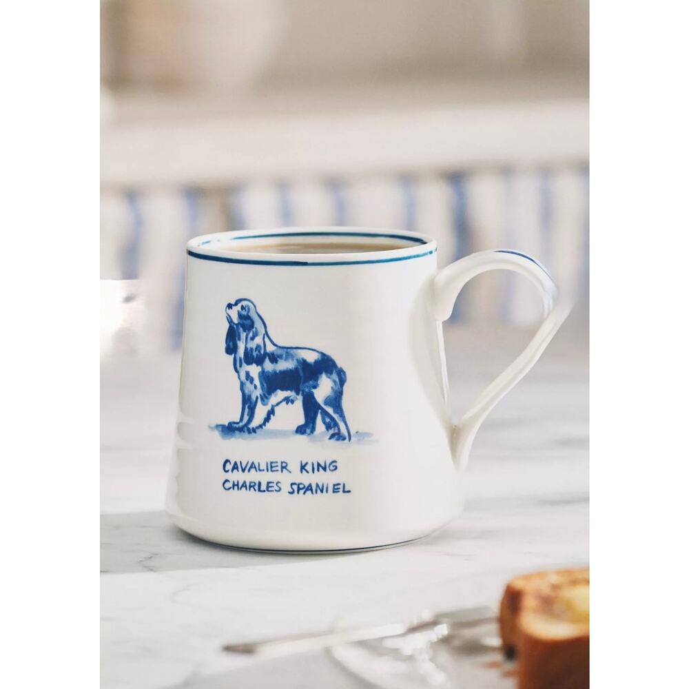 Anthropologie Molly Hatch Stoneware Dog Mug-Cavalier King Charles Spainel